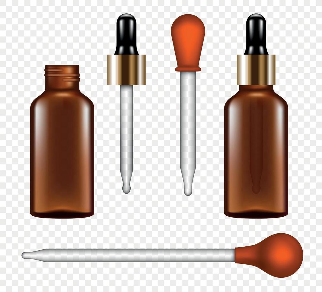 Pipette icon set, realistic style vector