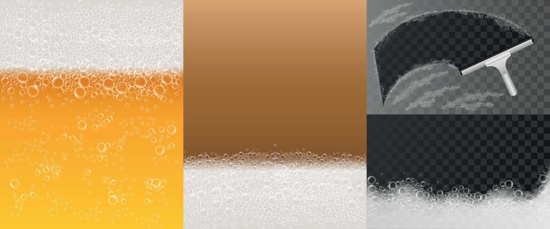 Bubble foam banner set, realistic style vector