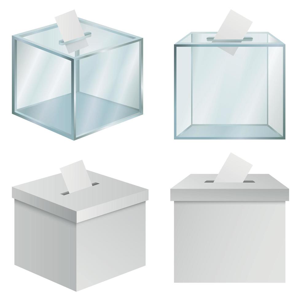 Ballot box democracy mockup set, realistic style vector