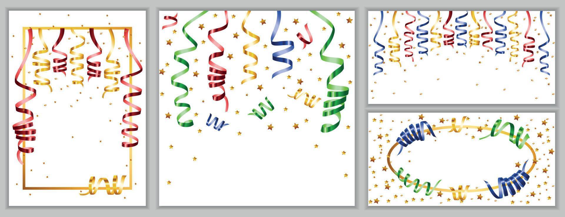 Serpentine coil ribbon banner set, realistic style vector
