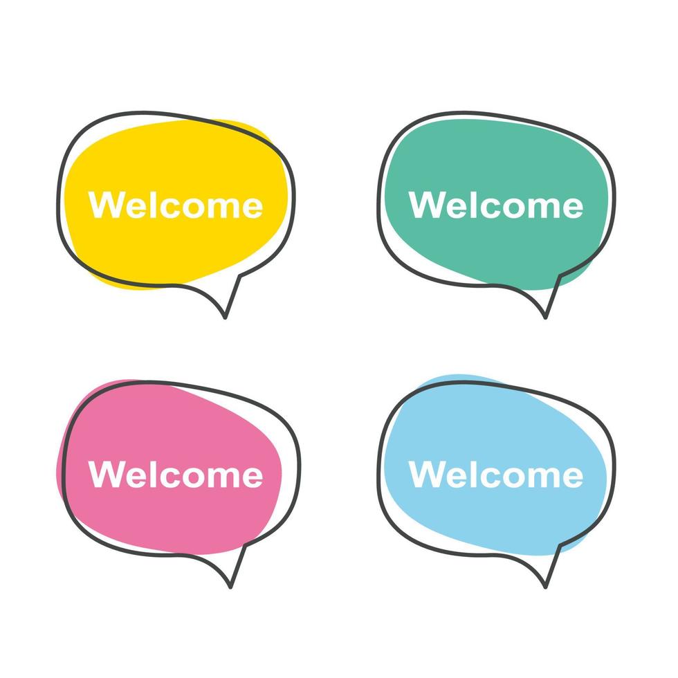 Speech bubble. Simple welcome banner vector illustration. EPS 10.