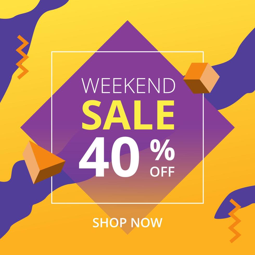 Weekend sale banner with yellow background. EPS 10. vector