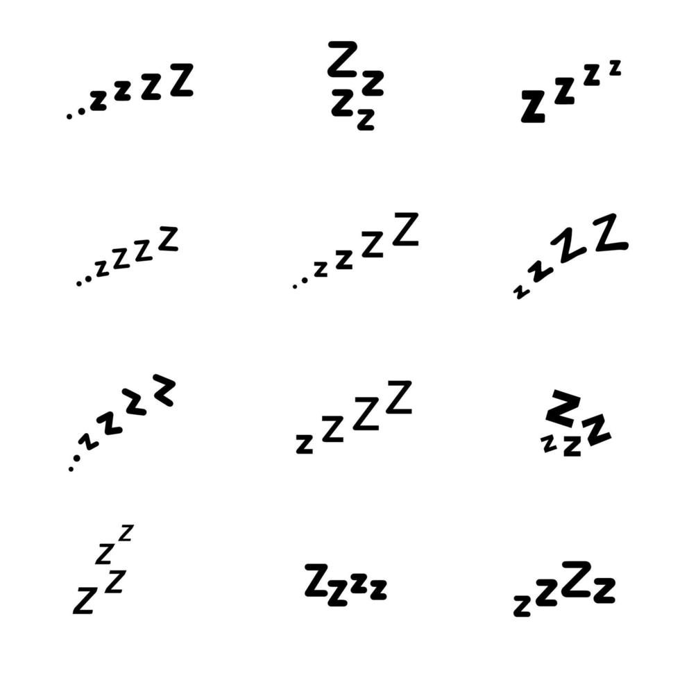 Vector illustration icon collection, business scribing doodle. ZZZZ lettering. EPS 10.