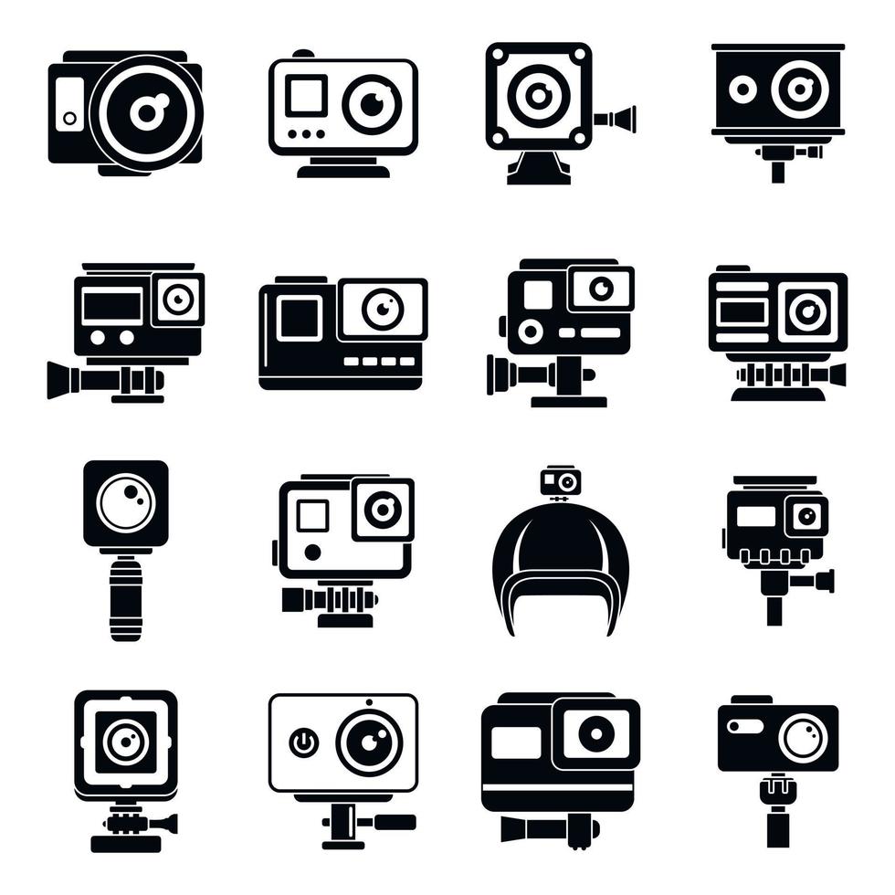 conjunto de iconos de cámara de acción moderna, estilo simple vector