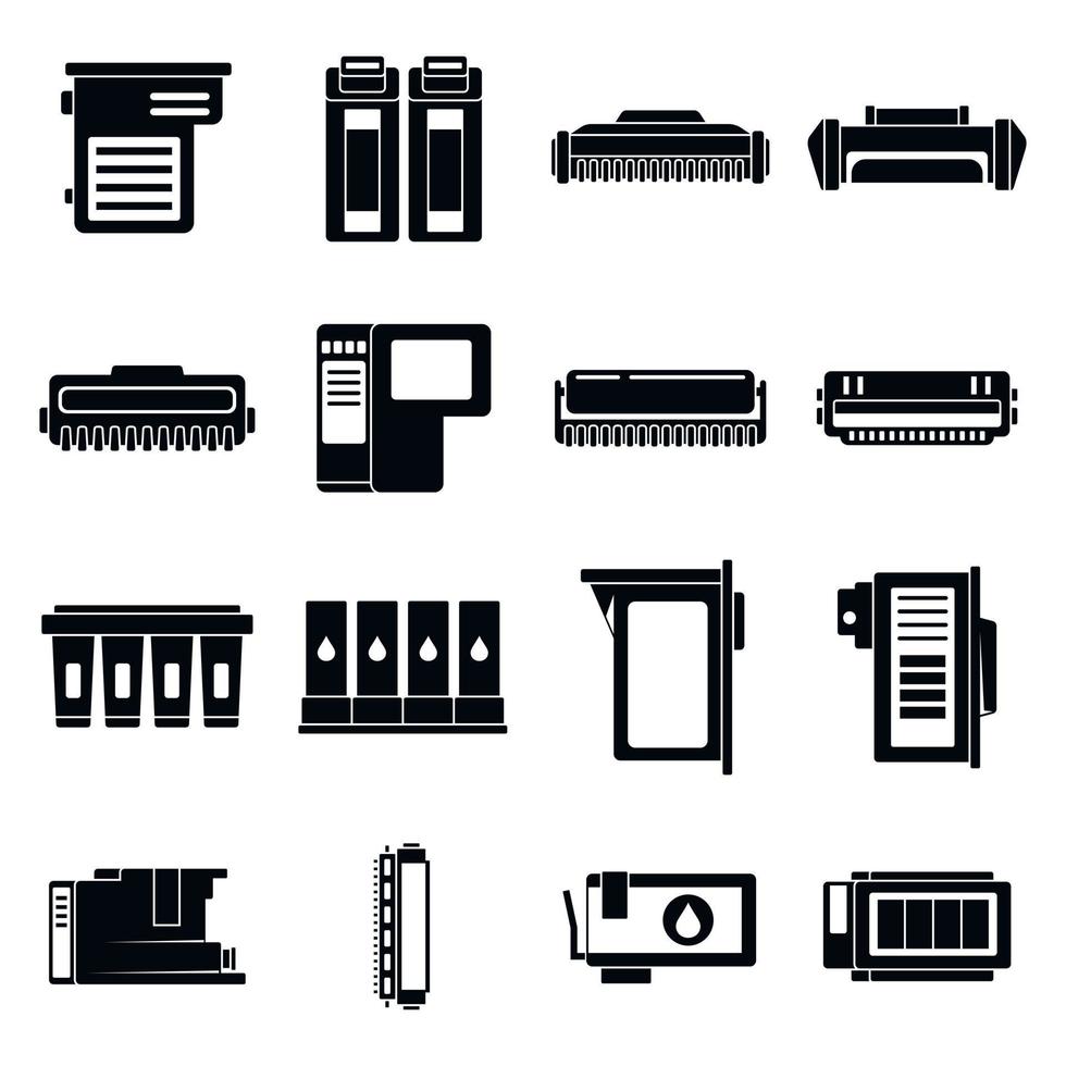 Cartridge toner icons set, simple style vector