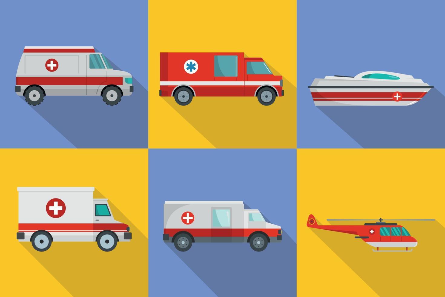 conjunto de concepto de banner de transporte de ambulancia, estilo plano vector