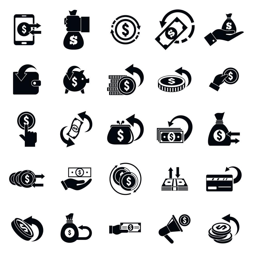 Cash back icons set, simple style vector
