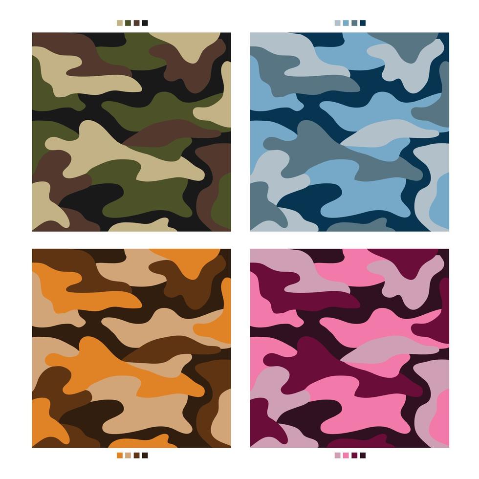 Set to camouflage pattern background for T-shirt, printing, wallpaper vector