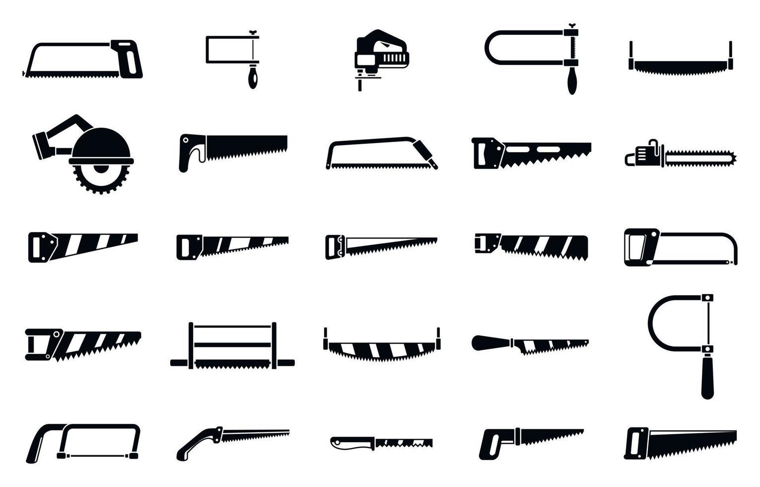 Saw tool icons set, simple style vector