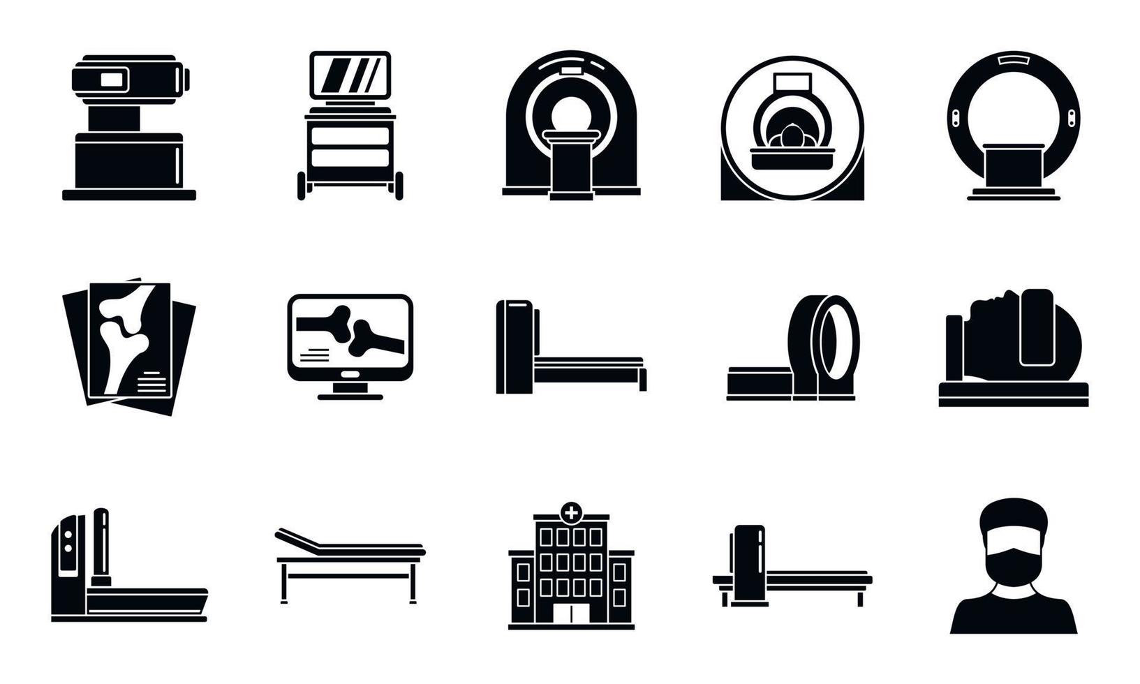 Medical magnetic resonance imaging icons set, simple style vector