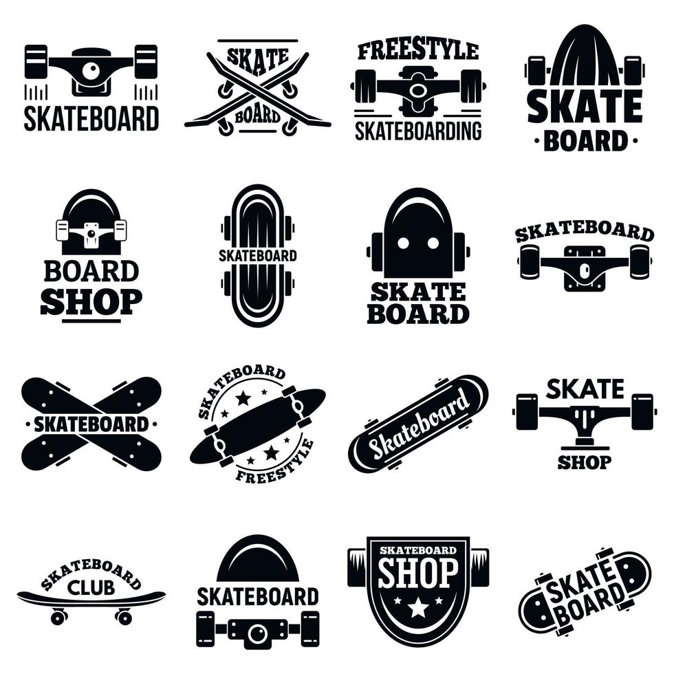 Skateboard logo set, simple style vector