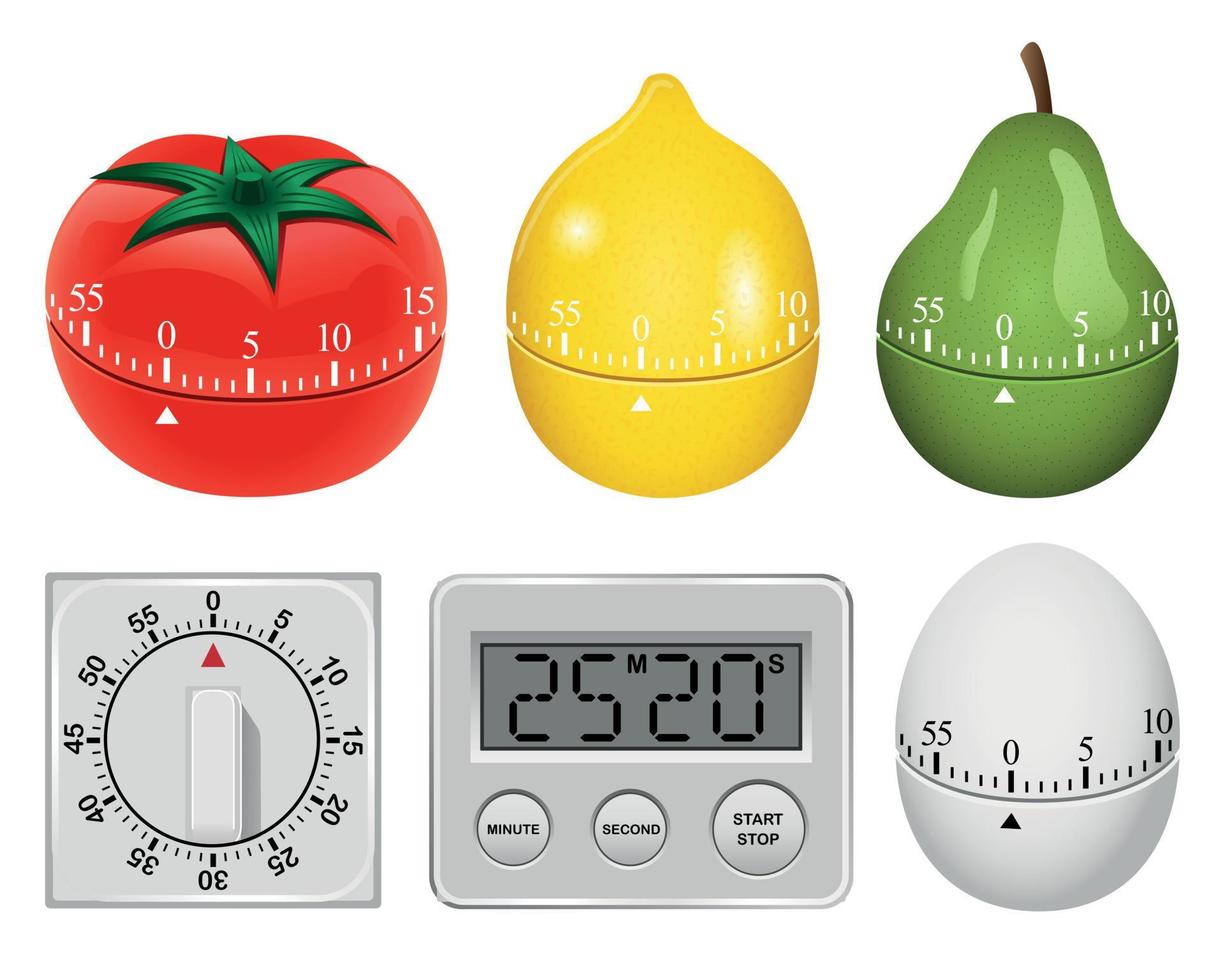 Kitchen timer mockup set, realistic style vector