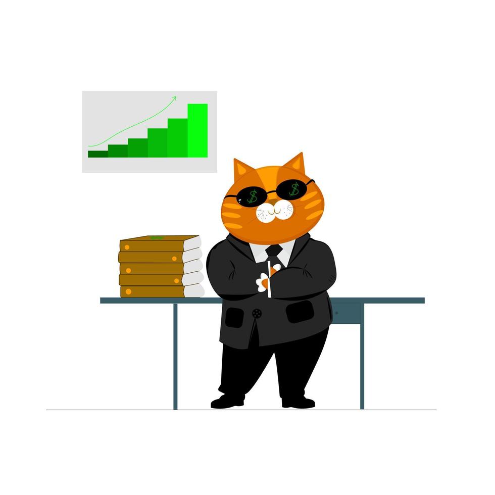 Stylish cat businessman vector