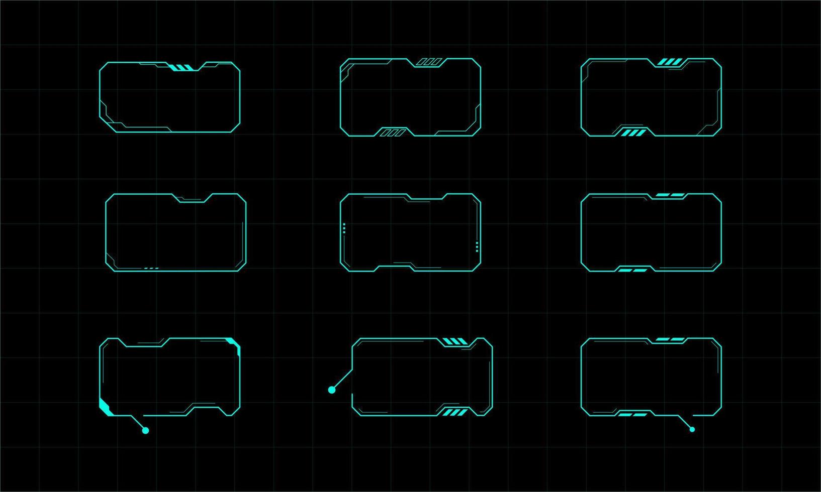 Futuristic frame design element. HUD Abstract Futuristic Element User Screen Control Inteface Monitor Panel. Virtual Reality Interface Frames. Vector Illustration.