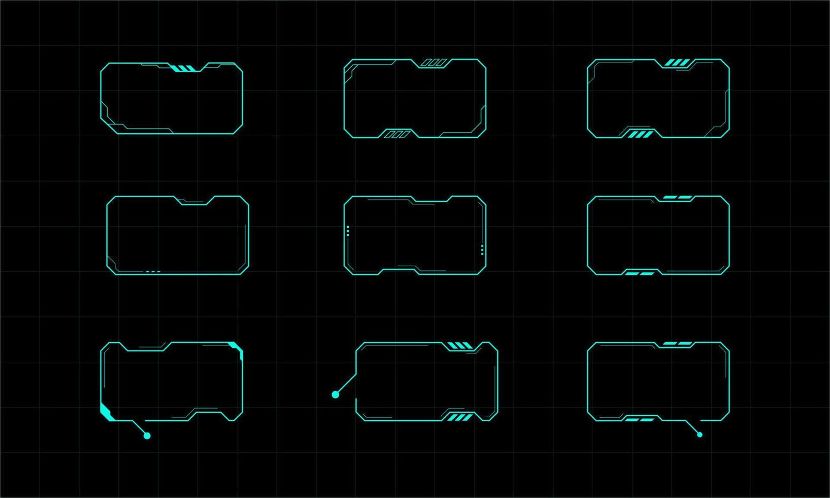 Futuristic frame design element. HUD Abstract Futuristic Element User Screen Control Inteface Monitor Panel. Virtual Reality Interface Frames. Vector Illustration.