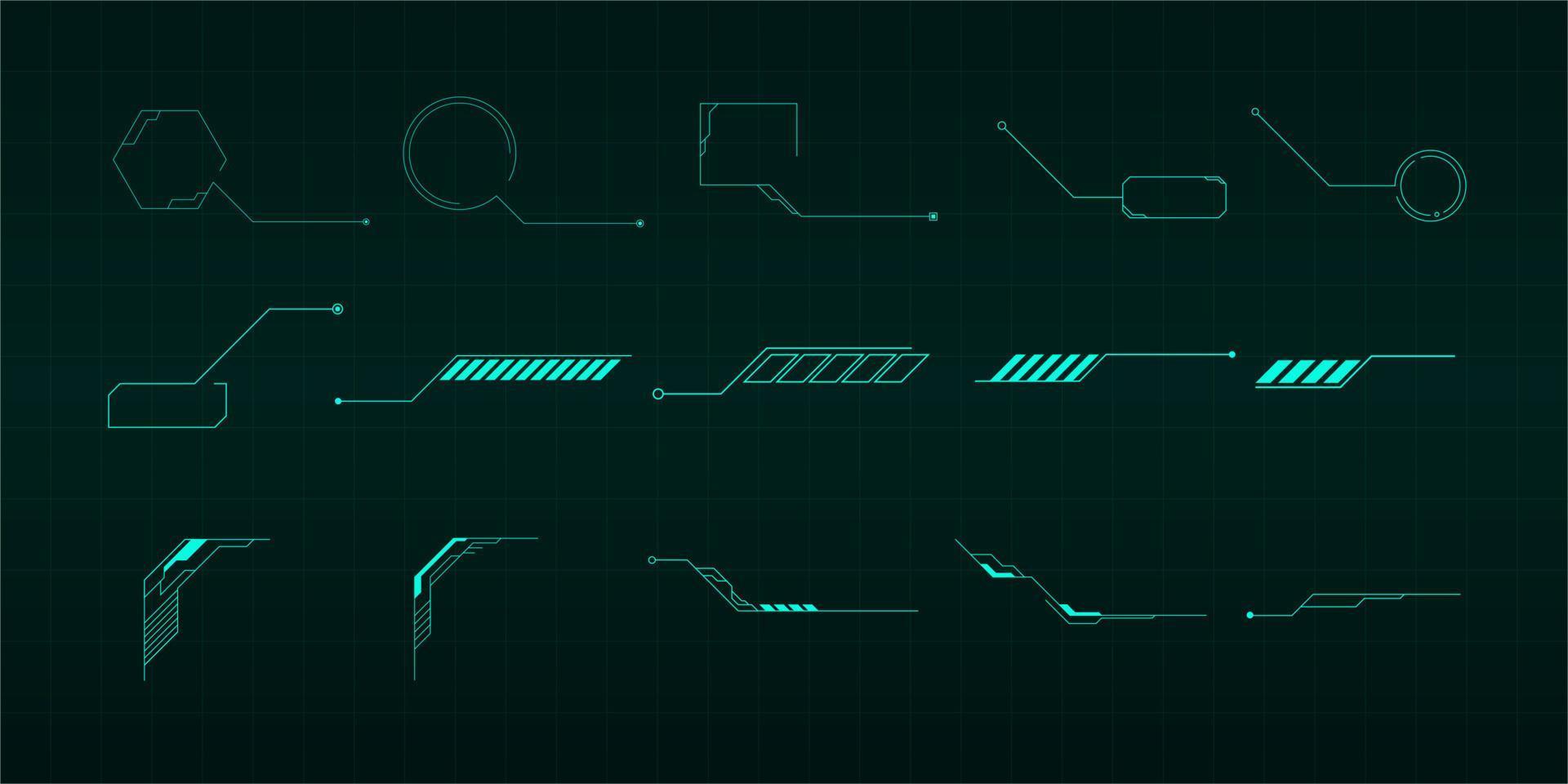 Futuristic HUD, FUI, Virtual Interface Elements. Callouts titles and frame in Sci- Fi style vector