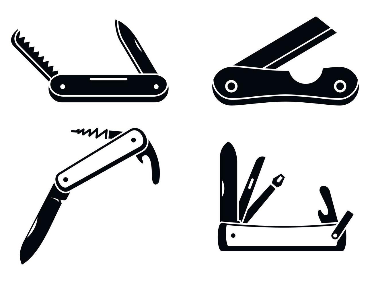 Penknife cutter icons set, simple style vector