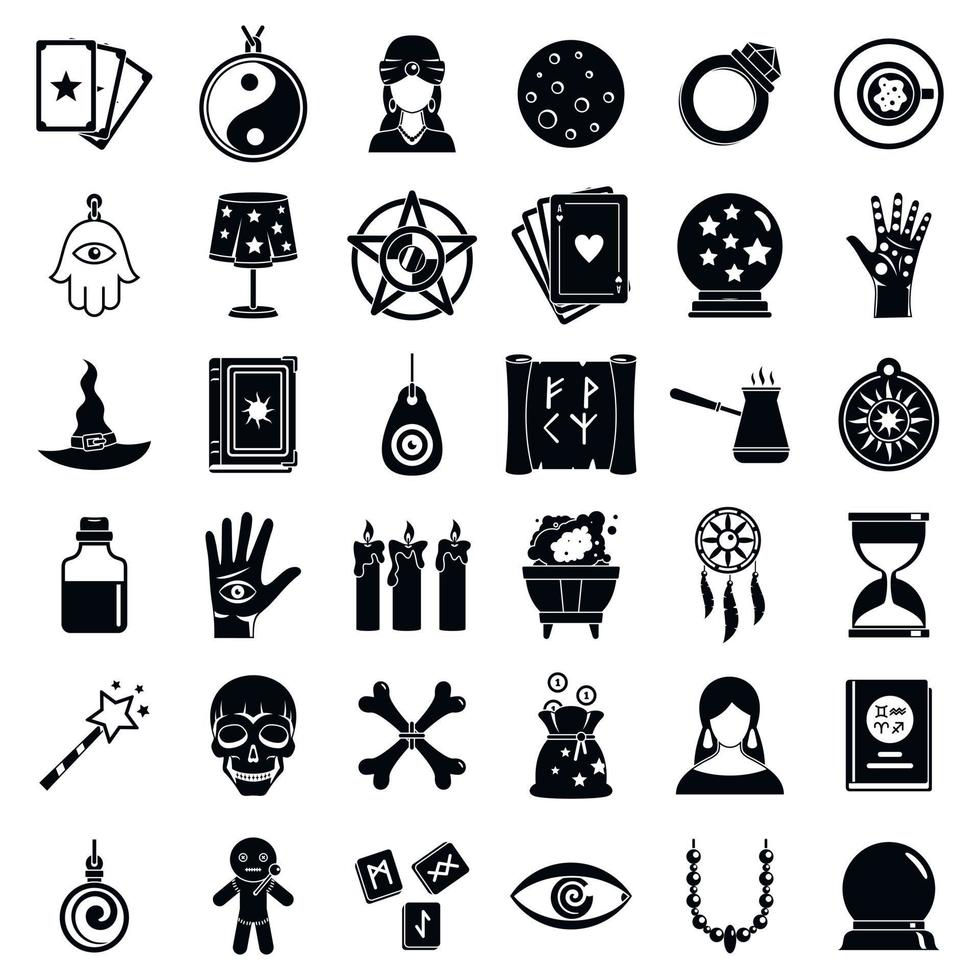 Fortune teller icons set, simple style vector