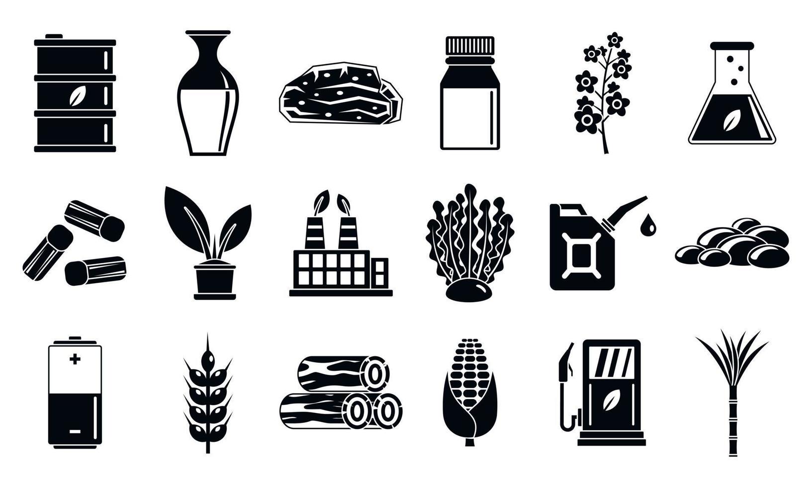 Nature bio fuel icons set, simple style vector