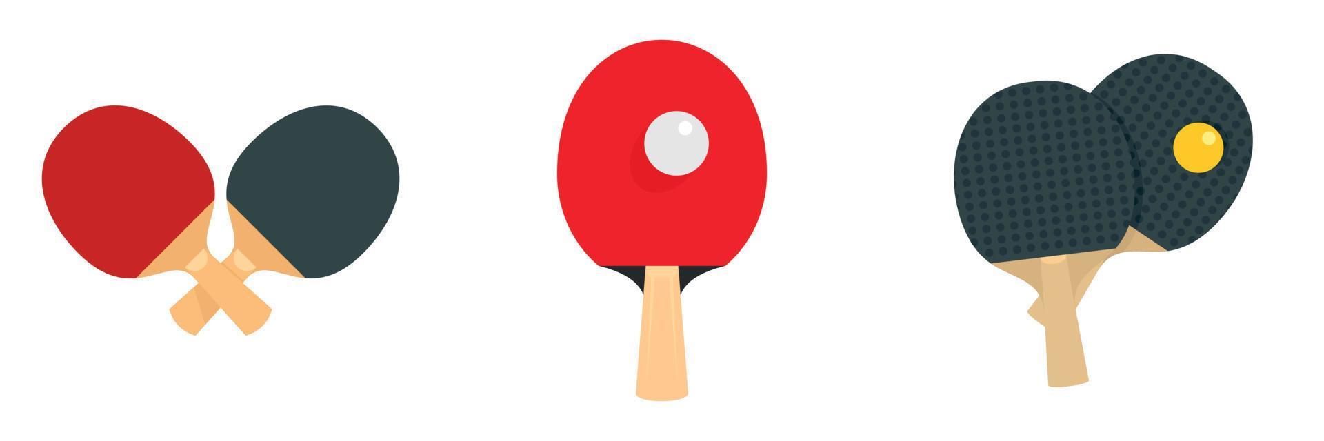 Table tennis icons set, flat style vector