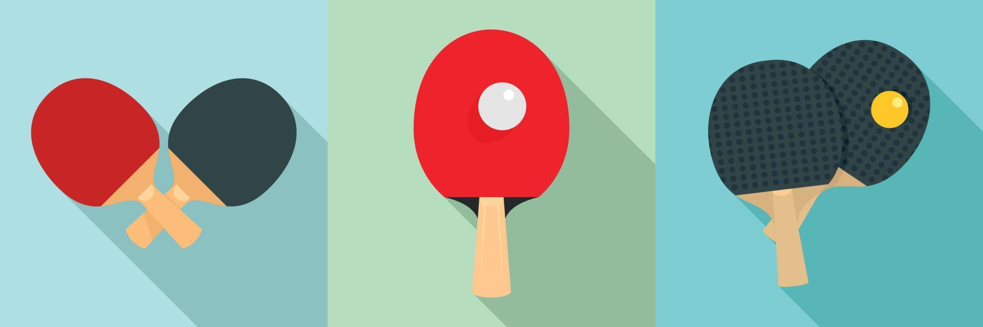 Table tennis icons set, flat style vector
