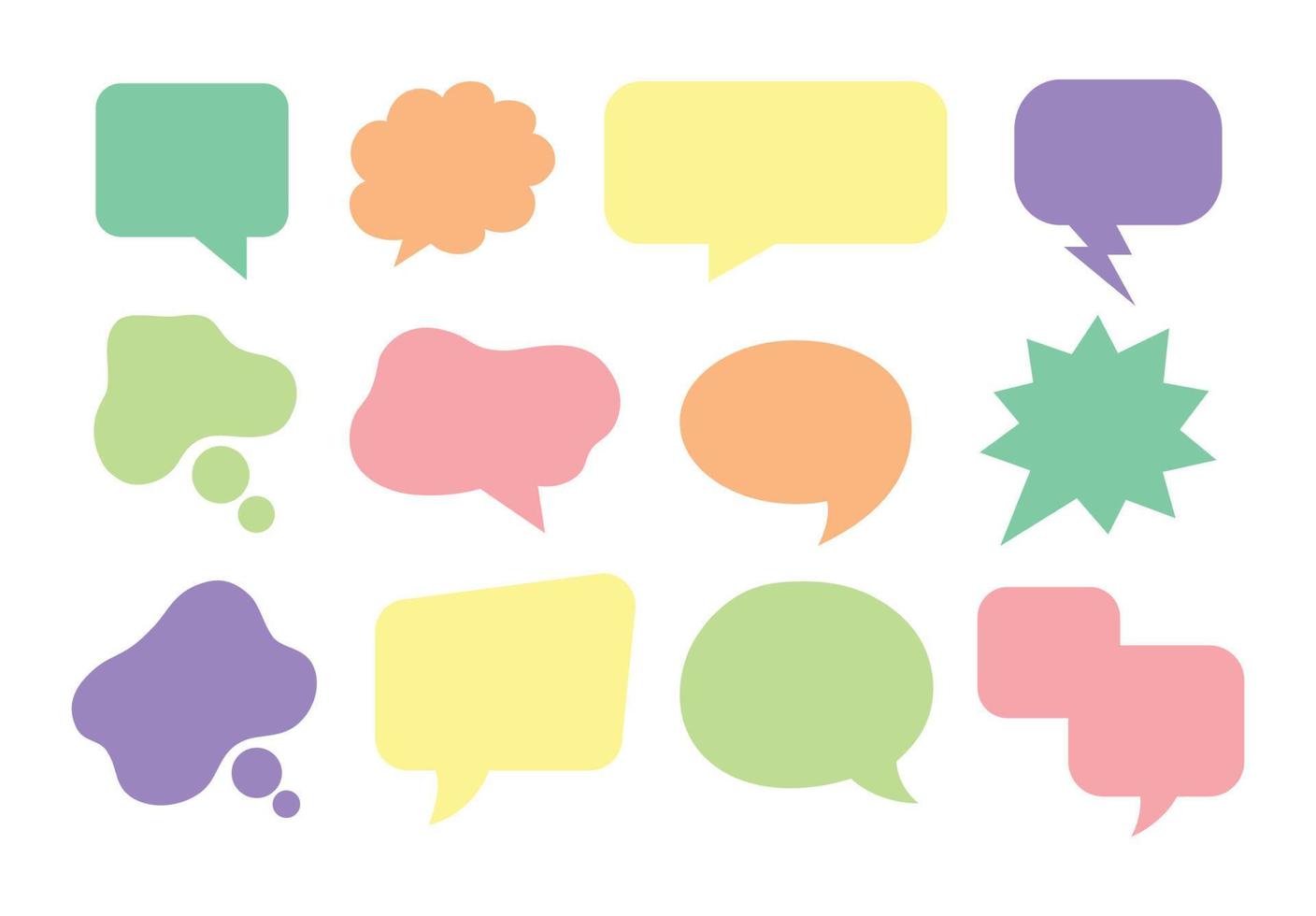set of pastel speech bubbles design vector