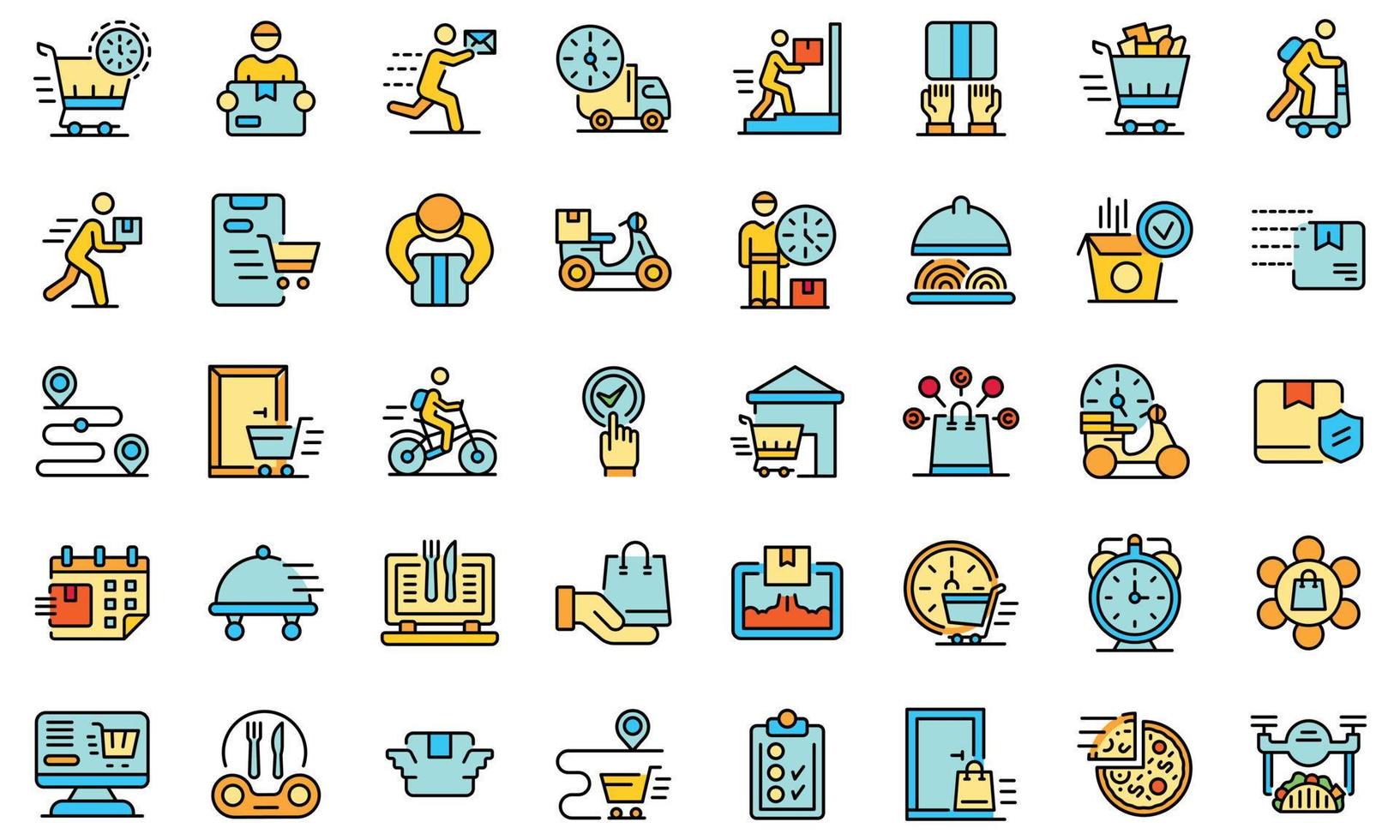 Home delivery icons set vector flat