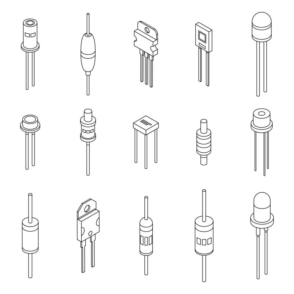 Diode icons set vector outline