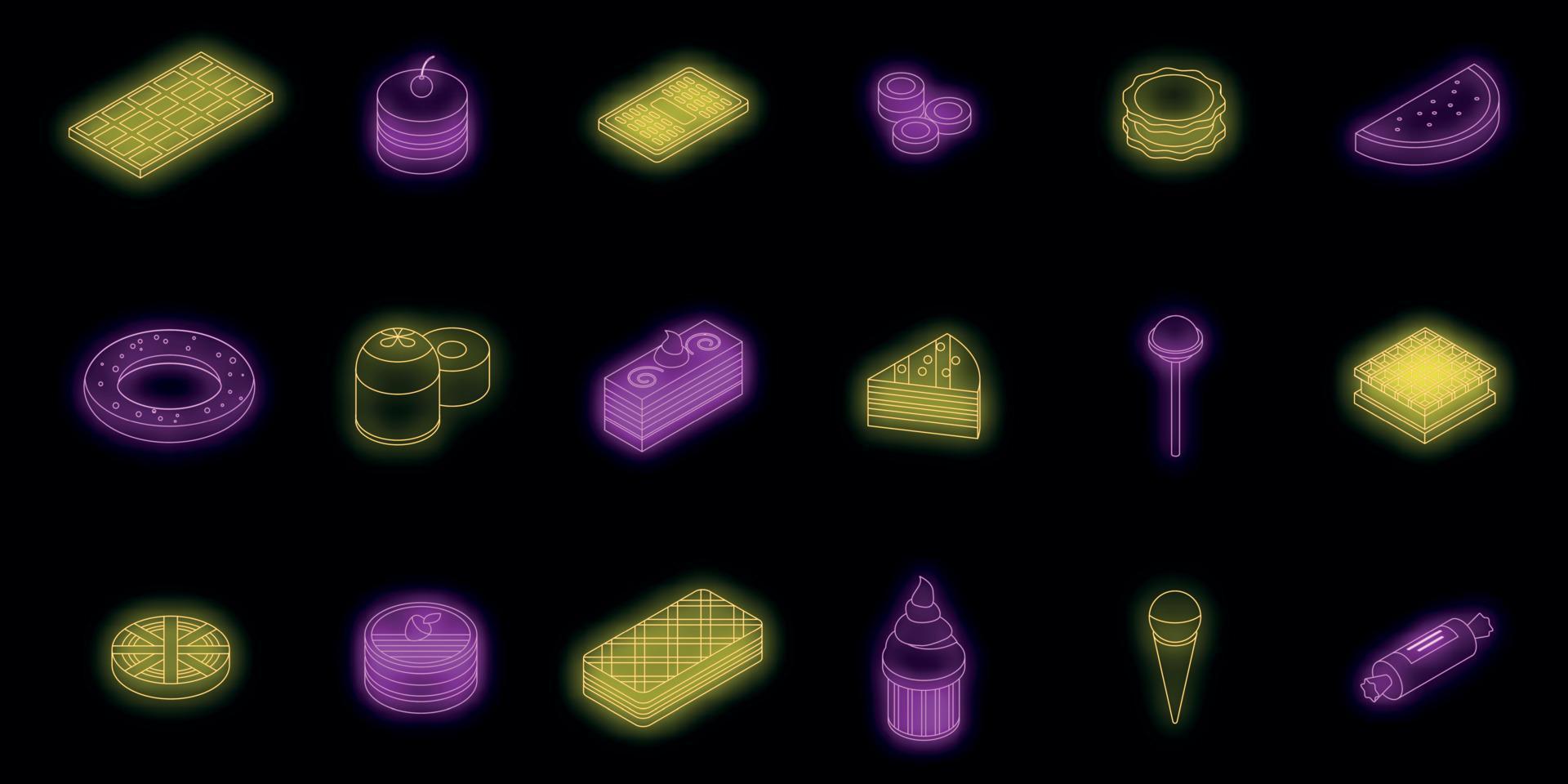 Confectionery icons set vector neon