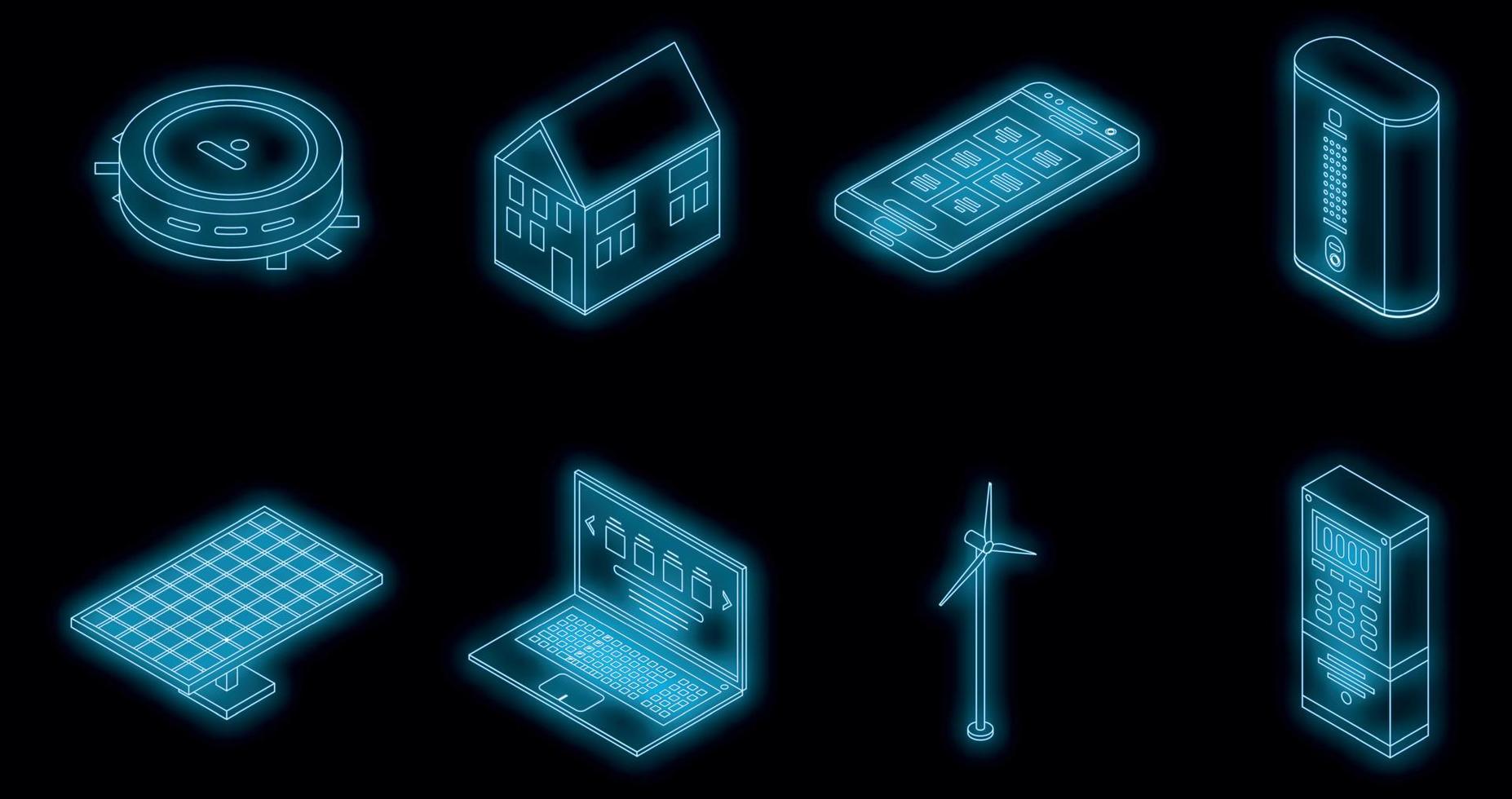 Autonomous house icons set vector neon