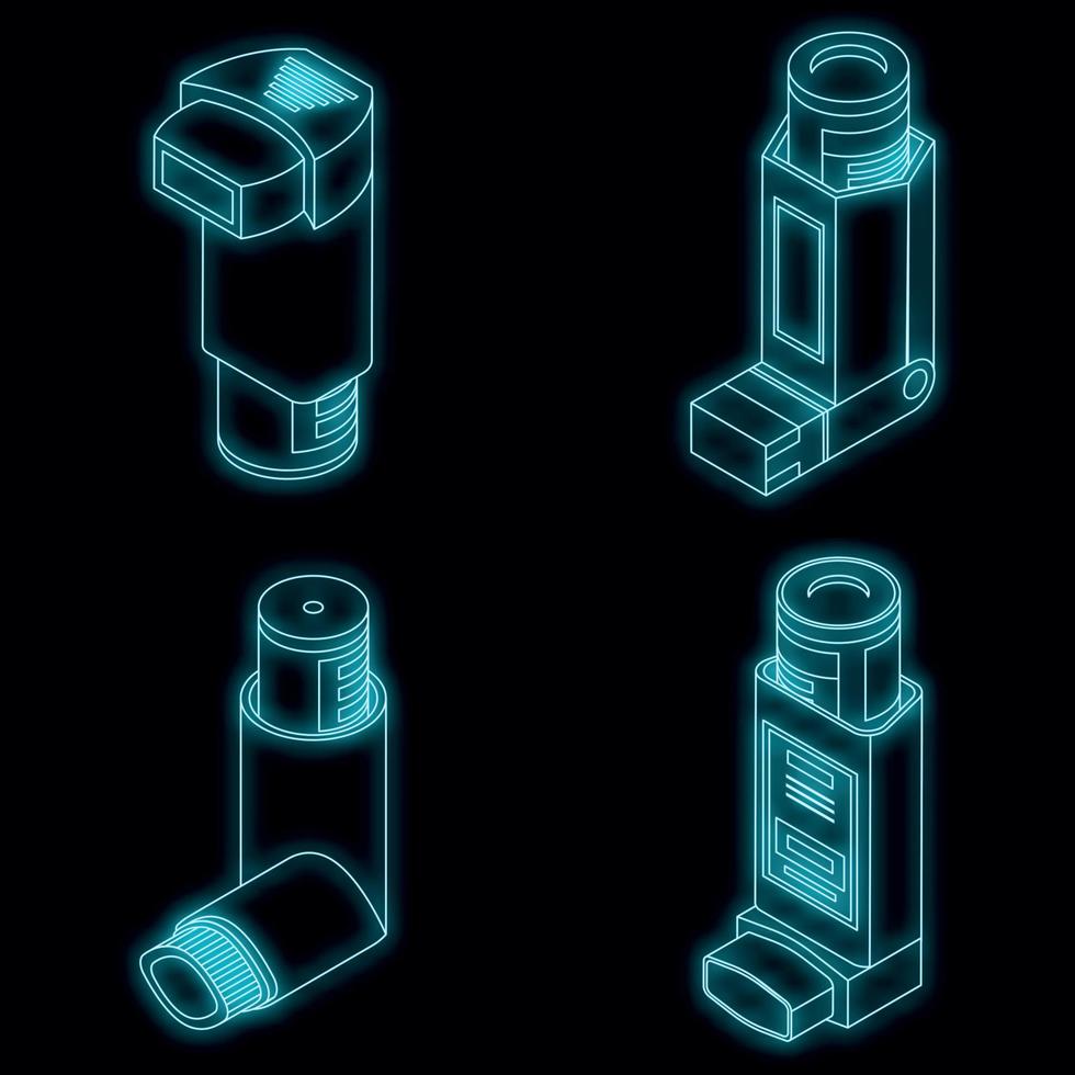 Inhaler icon set vector neon