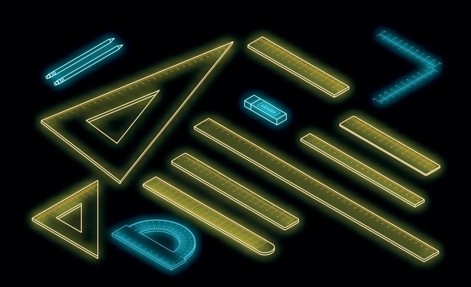 Ruler icon set vector neon