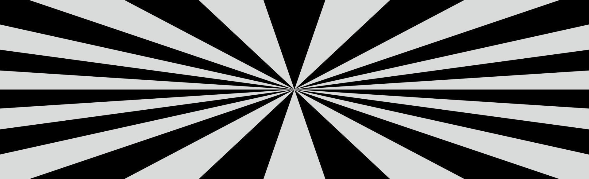 Radial black and white rays, panoramic pattern texture background - Vector