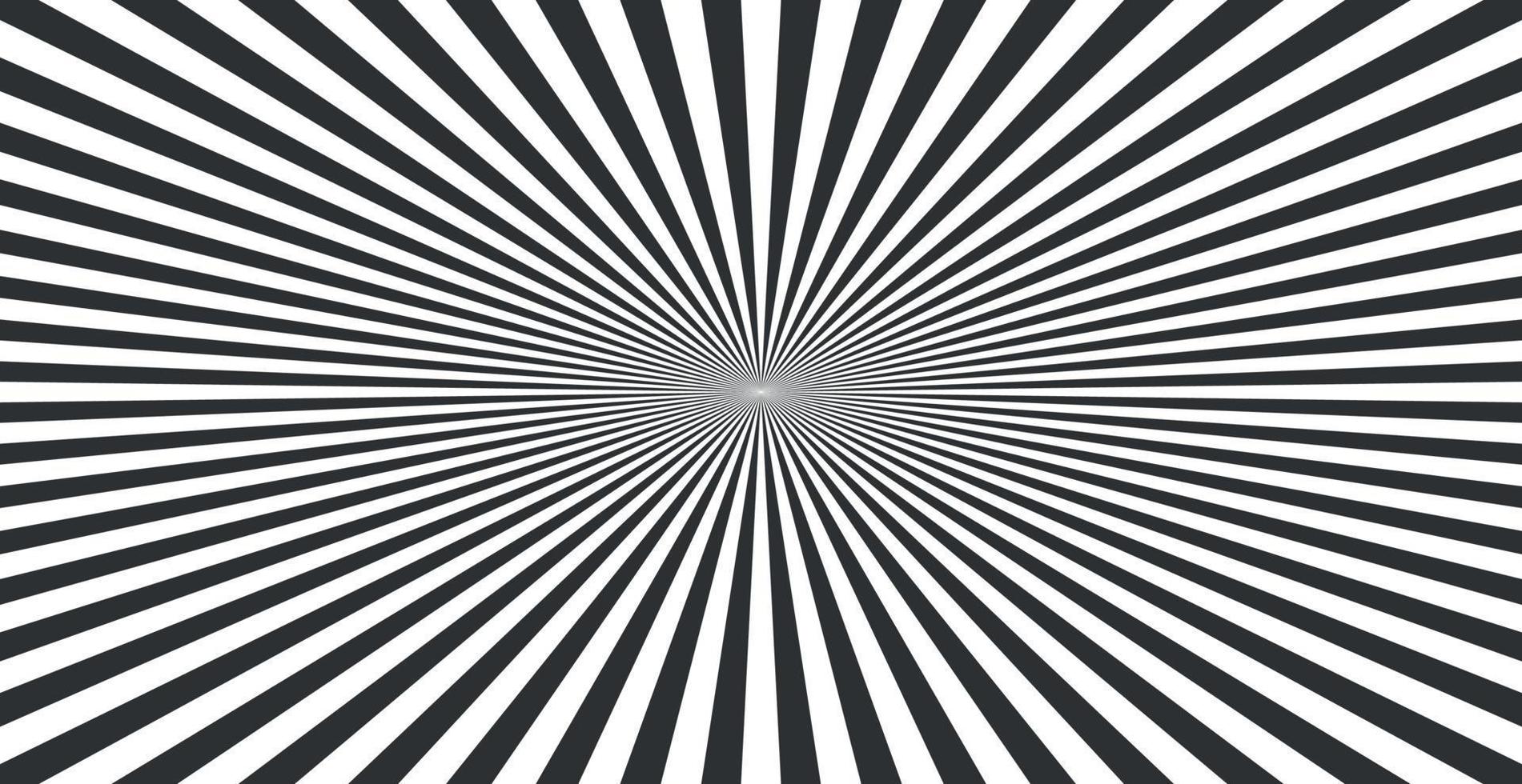 Radial black and white rays, panoramic pattern texture background - Vector