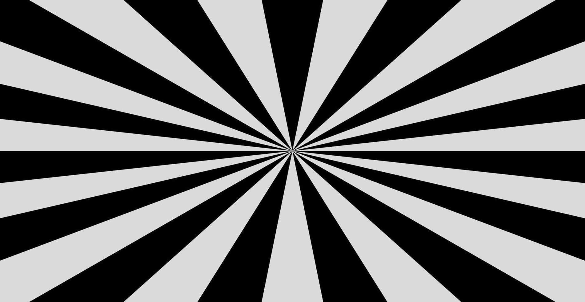 Radial black and white rays, panoramic pattern texture background - Vector