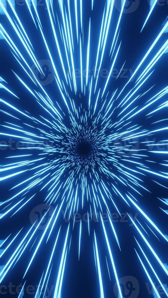 túnel de luces de velocidad futurista abstracto, deformación del tiempo, viaje en el espacio, renderizado 3d vertical de fondo foto