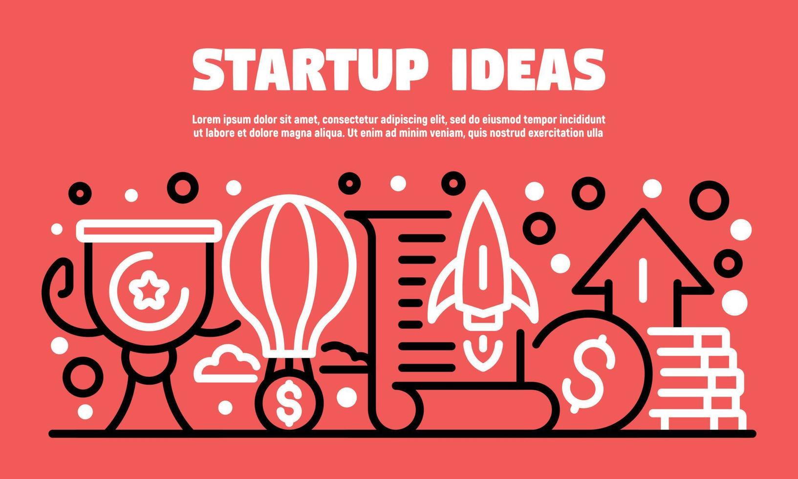 Startup ideas banner, outline style vector