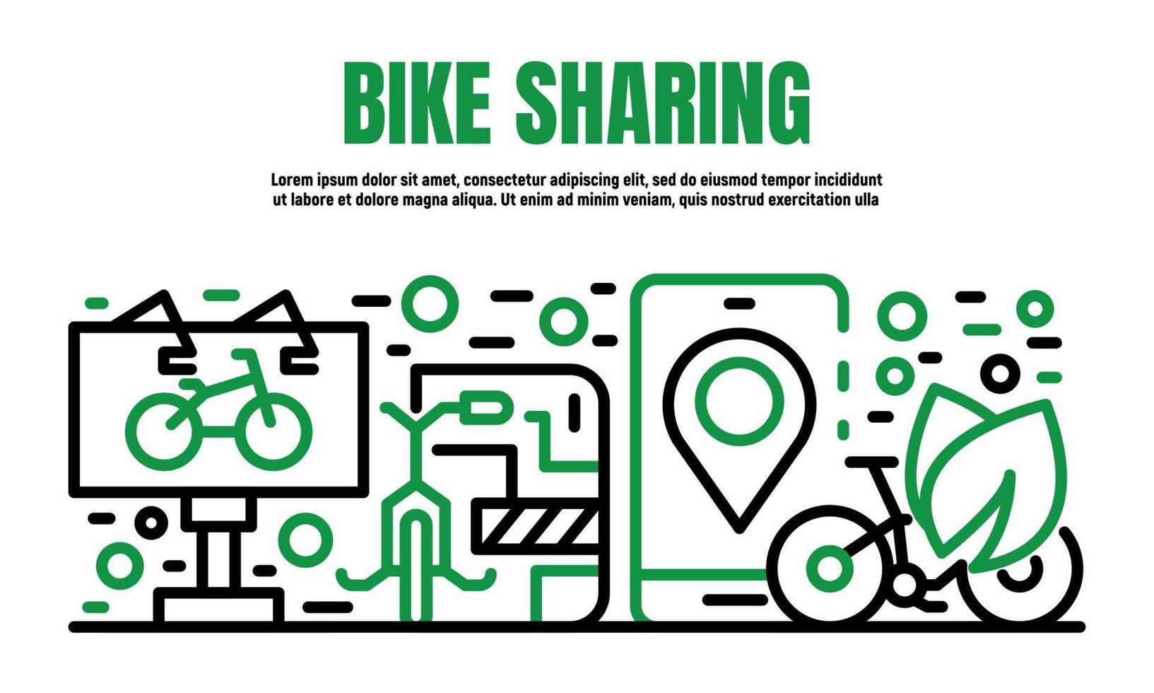 banner para compartir bicicletas, estilo de esquema vector