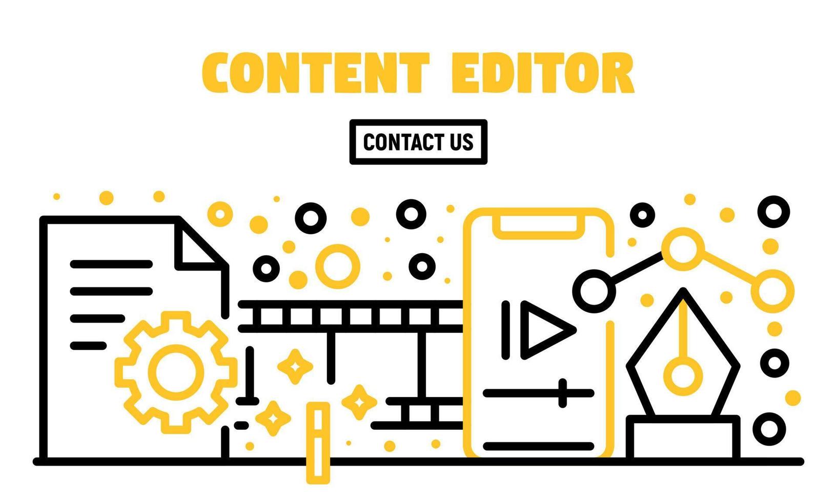 banner del editor de contenido, estilo de esquema vector