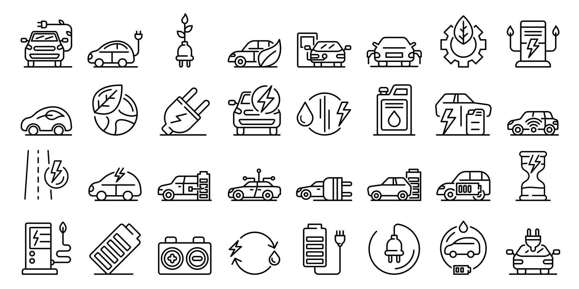 Hybrid icons set, outline style vector