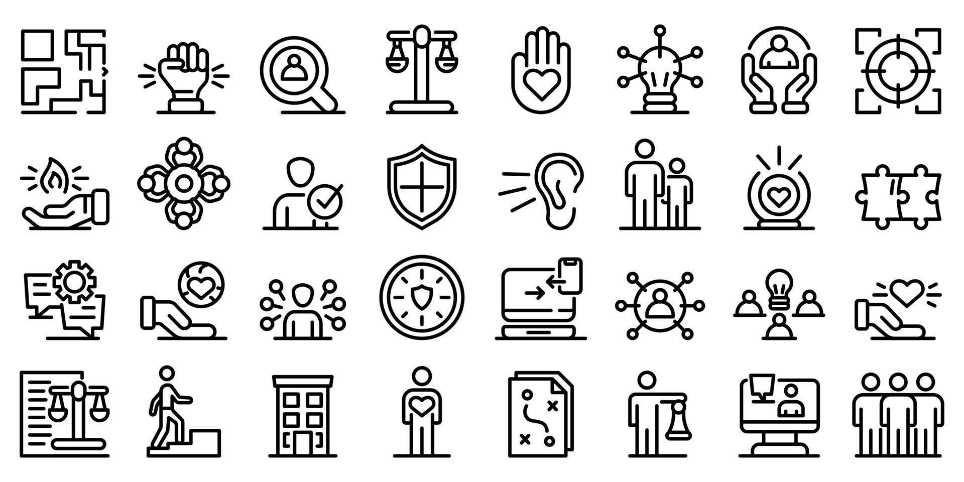 Responsibility icons set, outline style vector
