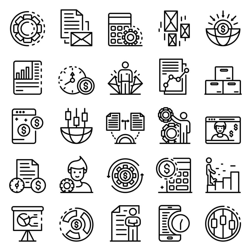 Estimator icons set, outline style vector
