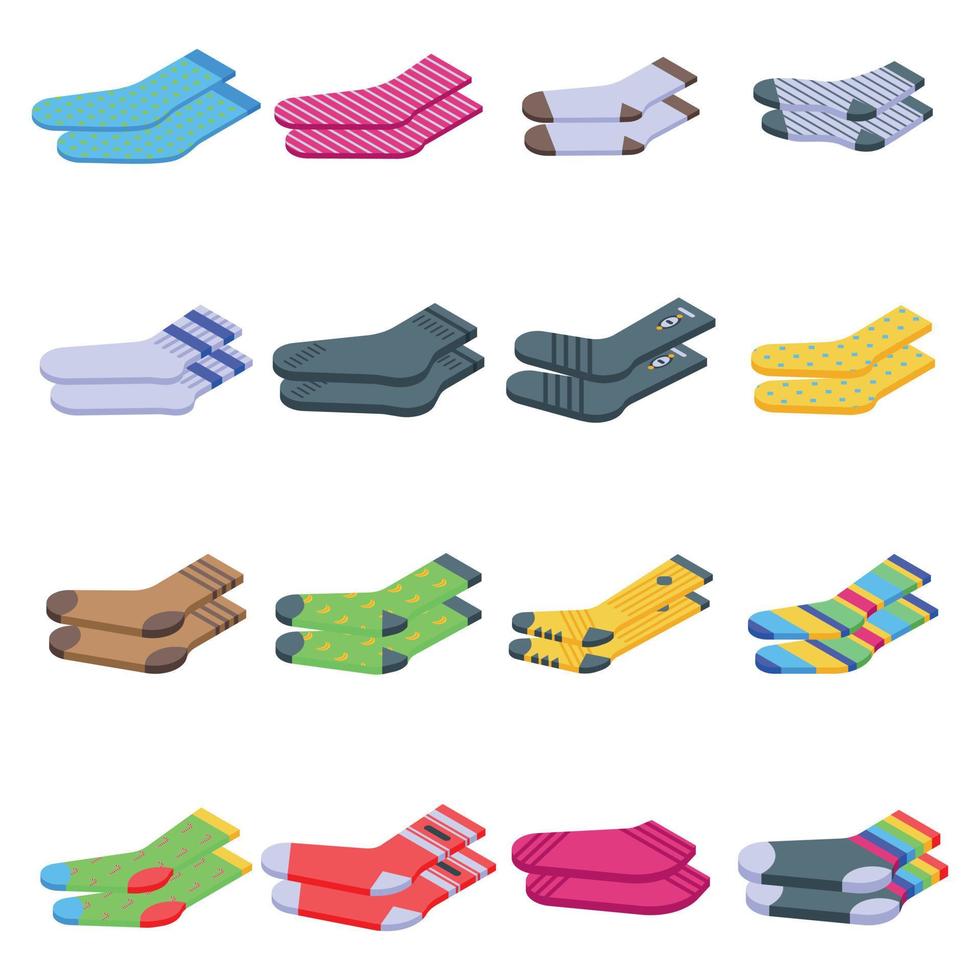 Socks icons set, isometric style vector