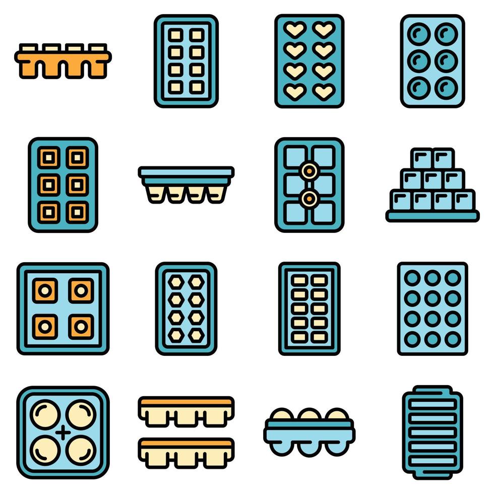 Ice cube trays icons set vector flat