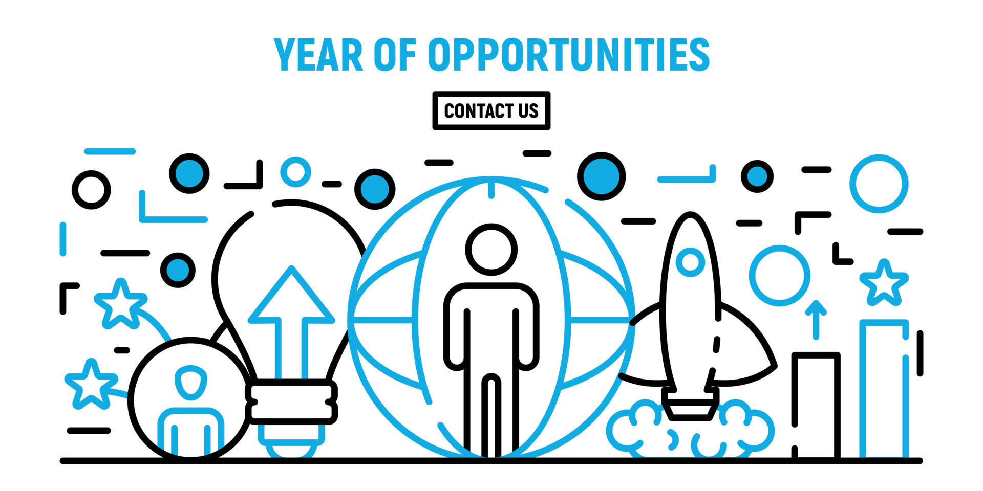 Year of opportunities concept banner, cartoon style 8887016 Vector Art