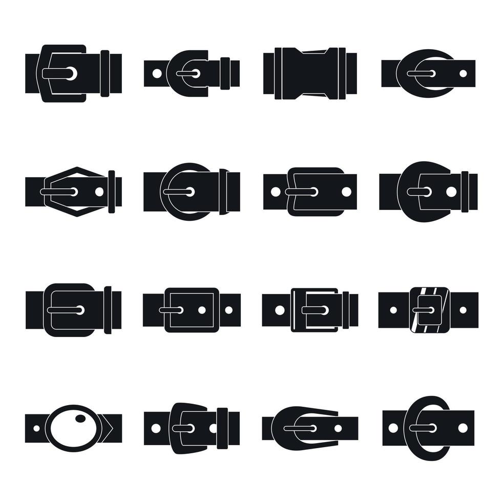 Belt buckles icons set, simple style vector