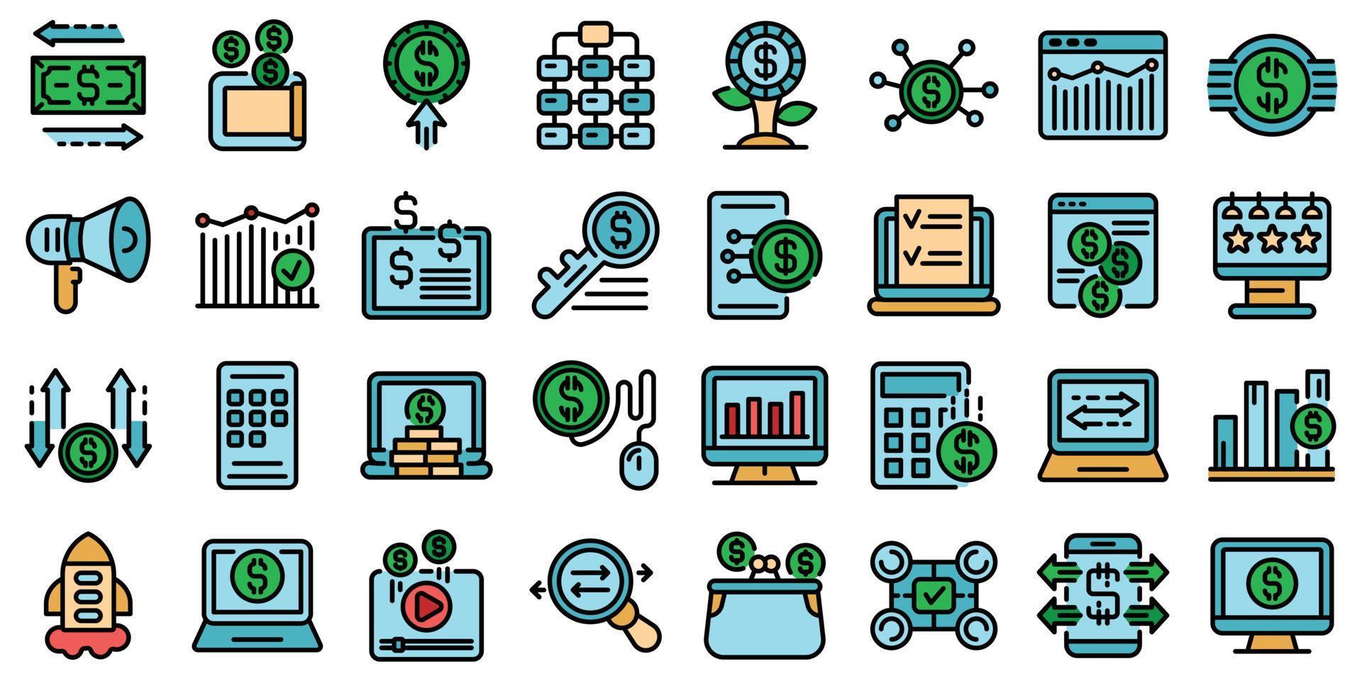 Monetization icons set vector flat