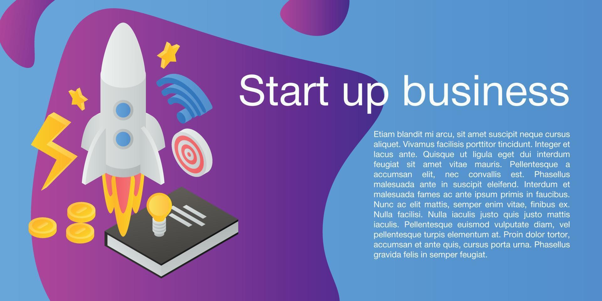 Start up business concept banner, isometric style vector