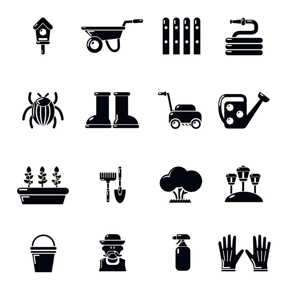 Gardener icons set, simple style vector