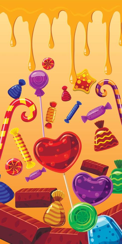 Sweets cakes banner vertical, cartoon style vector
